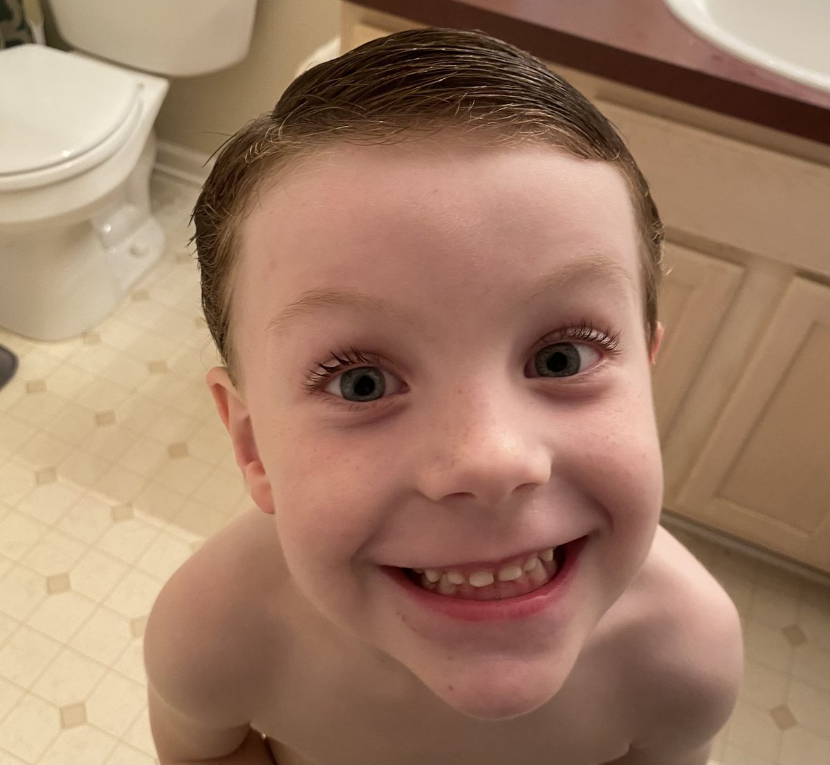 ChalfantTV's tweet photo. Lando (my 4 year-old son): Dada, do I look like #Jungkook? 

Me: What do you think is missing?

Lando: I need to paint my hair. 

🤣🤣🤣 https://t.co/Yw0aP15kD4