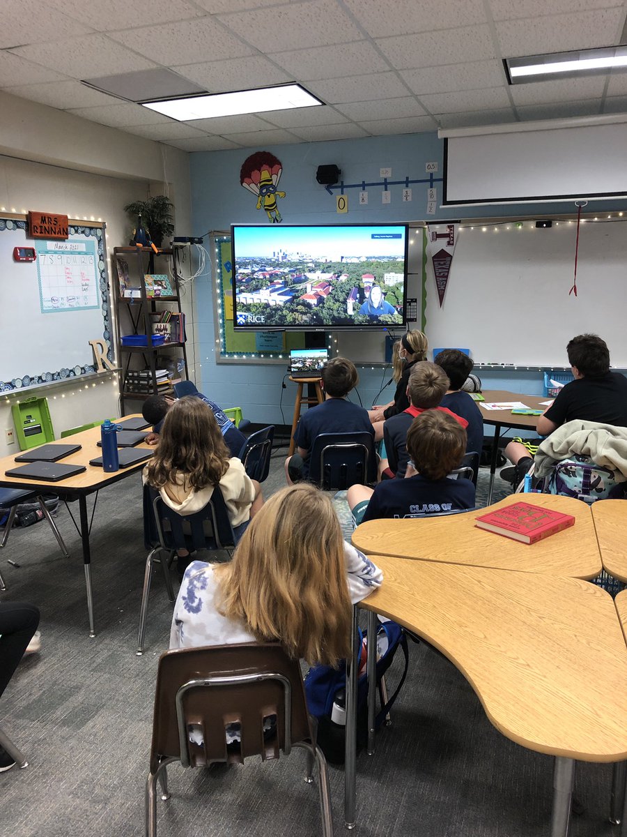 A big shout out to Joanne Baptista from Rice University for her presentation to my fifth graders last Friday. We enjoyed getting a virtual tour of Rice, hearing about the schools history and traditions, and sharing our dreams for our future careers. <a href="/HumbleISD_WCE/">Willow Creek Elem</a> <a href="/RiceUniversity/">Rice University</a>