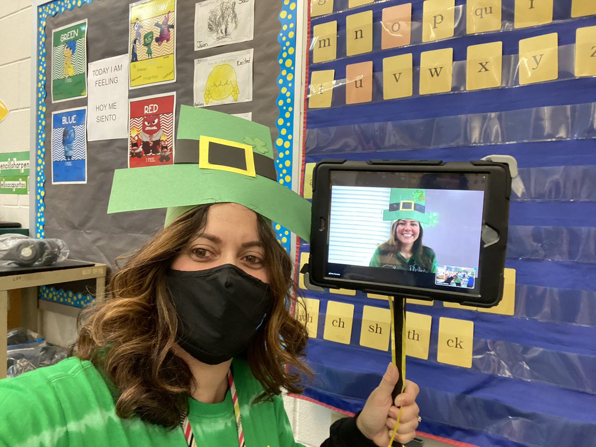 LDS_MrsRamos's tweet photo. Today at St. Patricks even virtual we became leprechauns @DonovanSchool @LDS_MrsRamos @acolon1978 #ESL #Bilingualkiddos #ESLTeachers https://t.co/mPMnFlmP8L