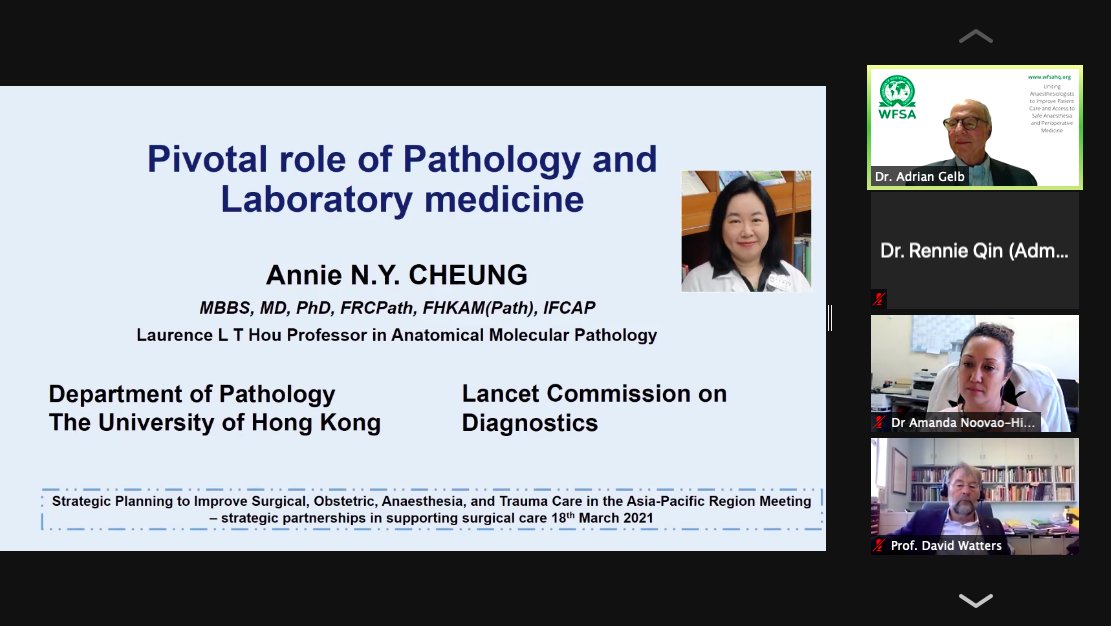 HarvardPGSSC's tweet photo. Dr Annie Cheung of the Lancet Commission on Diagnostics highlighting the pivotal role of pathology &amp; laboratory medicine in the prevention diagnosis and treatment of surg, obs &amp; gynae diseases . Let's work together #LCoGS and #LCD in #GlobalSurgery #APSurg https://t.co/llrduHDGop