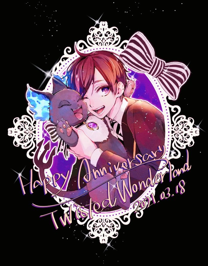 1boy cat male focus one eye closed purple eyes red hair happy birthday  illustration images
