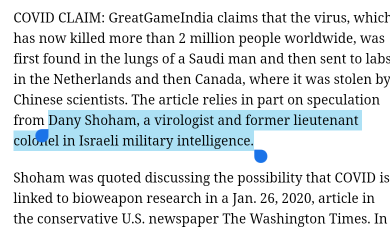 As early as January before covid even hit the US an Israeli spy and military intelligence officer named Dany Shoham was already super spreading the story that covid came from China. This is disinformation to distract from the fact that covid is a biological weapon use by Zionist