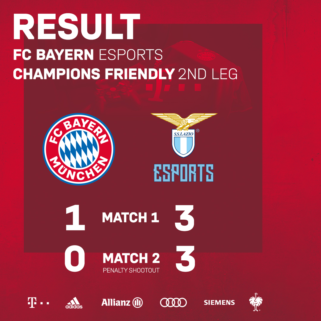 fcbayernesports's tweet photo. Wir sind gespannt auf die nächste Runde! 🤩 @FCBayern
🤝 GGs an @SSLazioeSports
#fcbayernesports #FCBSSL #efootballpes2021 #efootball https://t.co/sTbU6W3jQ2