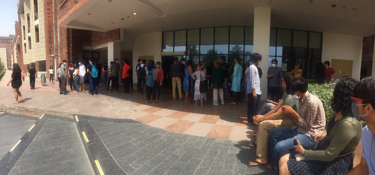 ArkoprabhoH's tweet photo. Students on campus here @AshokaUniv have started gathering to protest against the resignation of @pbmehta and @arvindsubraman

@IndianExpress 
@khanthefatima 
@KhurafatiChopra 
@muskanagpal 

#notmyashoka 
#ashokawithpbm https://t.co/IUb8CtoqAN