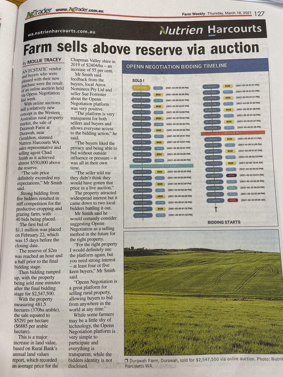 Is this a sign of how farming properties will sell in the future!!  Transparency in negotiations something new in Ag.....