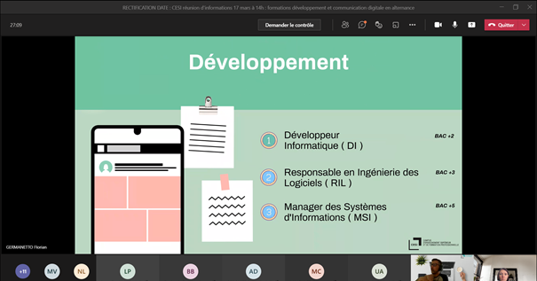 capoen_marie's tweet photo. Réunion d'information en ligne pour nos formations en com digitale et programmation informatique. Prochain rdv le 24 mars pour notre filière systèmes et réseaux informatique et le 7 avril pour nos filière com digitale et programmation informatique #alternance #orientation https://t.co/iiqX8lVDMR
