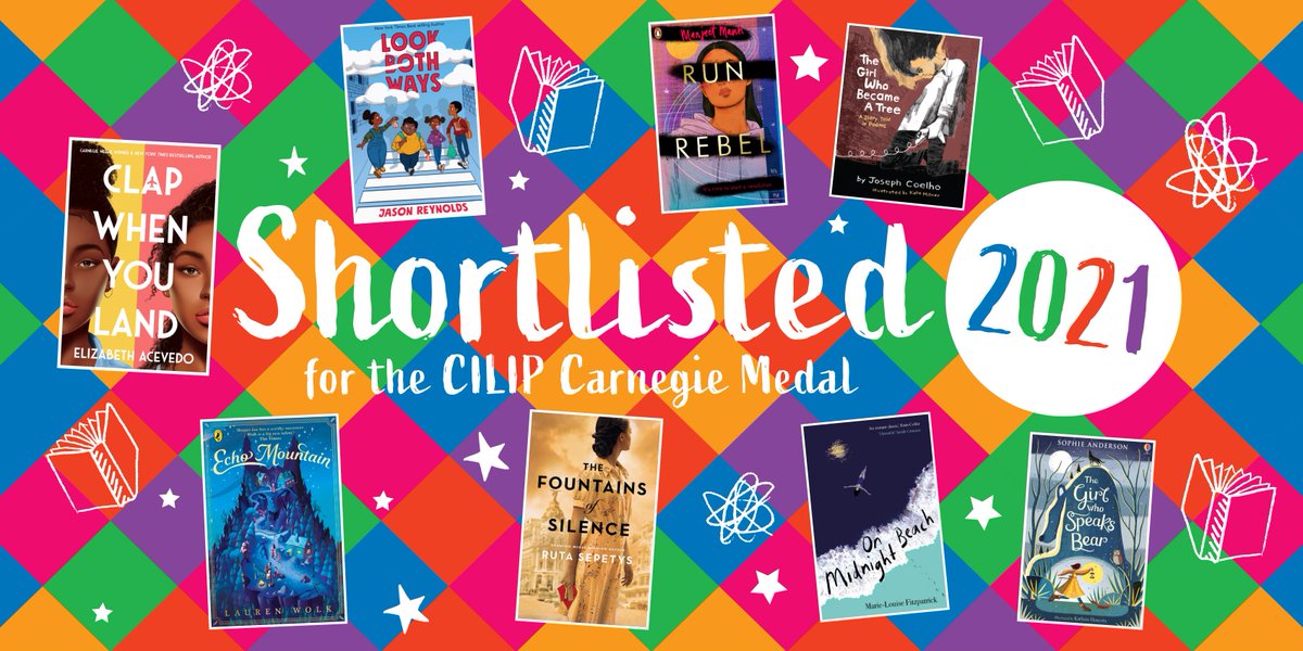 CarnegieMedals's tweet photo. The 2021 CILIP Carnegie Shortlists have been announced today! Congratulations to all the shortlisted authors! #CKG21 Check out the outstanding and inspiring titles selected by our librarian judges: https://t.co/zQuBPD59o1 https://t.co/K9L6eNkLFe