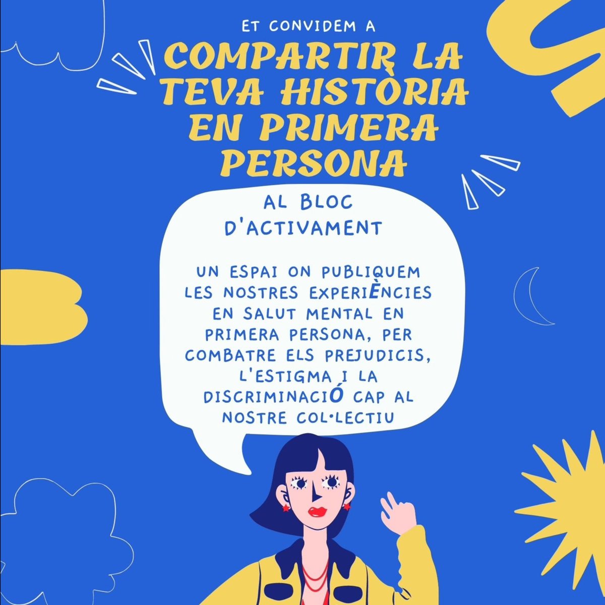 Os animamos a compartir vuestra historia sobre #SaludMental en primera persona y/o vuestras ilustraciones para el Blog de <a href="/ActivaMent/">ActivaMent</a>. Solo tenéis que seguir los criterios de publicación cutt.ly/DjxaTJj y enviarlo a blog@activament.org.
