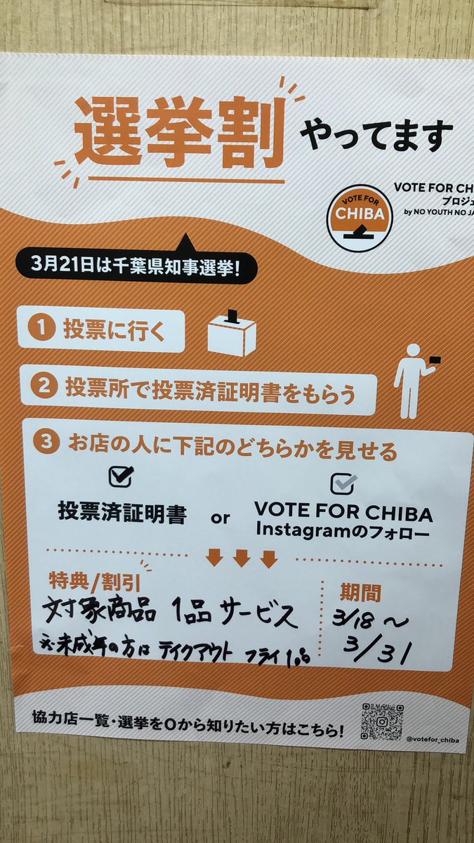 船橋 大衆酒場一平 選挙割 3月31日までやってます
