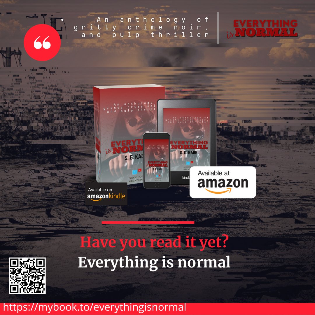 _siddhesh's tweet image. An anthology of gritty crime noir, and pulp thriller. Seven dark tales from the shadowy depth of human psychology. Have you read #EverythingIsNormal yet? #BookAlert #AmReading #KindleUnlimited #BookStagram #Instabooks buff.ly/3pZ4AQ0