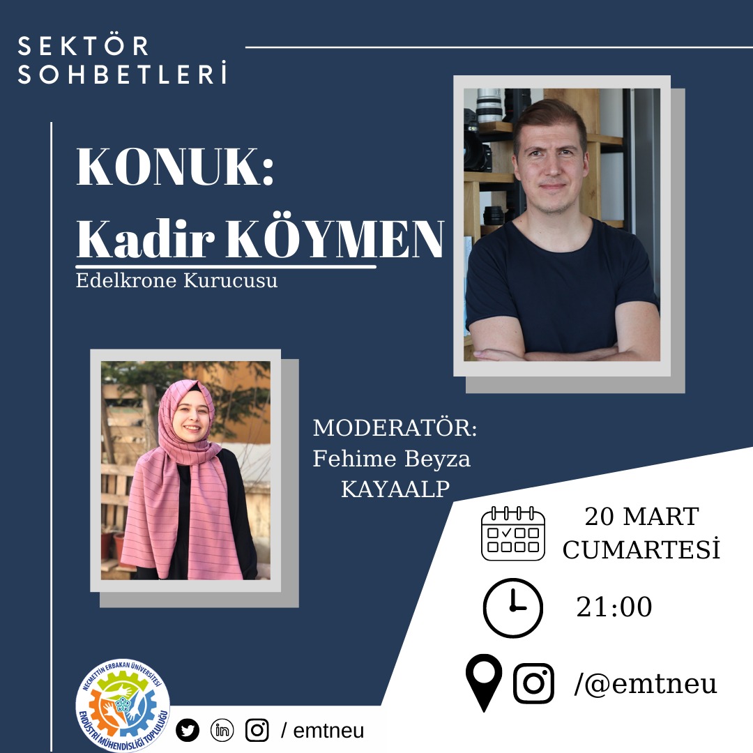emtneu's tweet photo. Sektör Sohbetleri' nde bu hafta Türkiye’nin en inovatif şirketlerinden biri olan Edelkrone' un kurucusu @KoymenKadir ile birlikteyiz. Canlı yayın öncesi sorularınızı linke tıklayarak iletebilrisiniz. https://t.co/an23bjayN7 https://t.co/BYvWZCGBS6