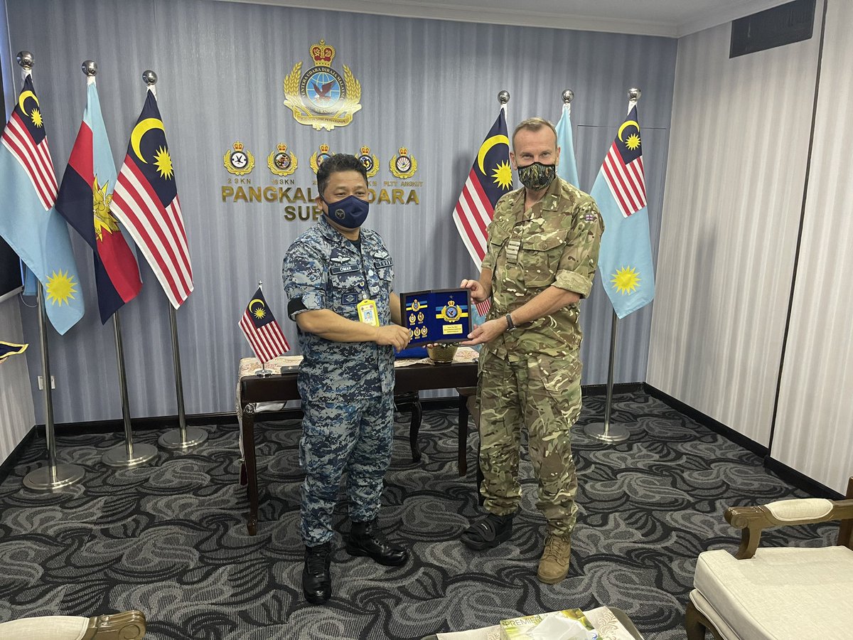 UKDefMalaysia's tweet photo. Excellent meeting at RMAF Subang @tudm_rasmi Brig Gen Omar - RMAF Subang. Great discussion about future 🇬🇧🇲🇾Defence Engagement serials. #airforcenextgen #cap55 https://t.co/jRWKsLqviW