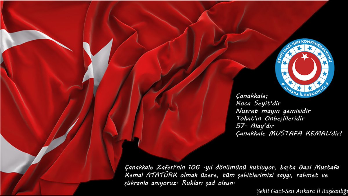 Çanakkale Zaferi'nin 106 .yıl dönümünü kutluyor, başta Gazi Mustafa Kemal ATATÜRK olmak üzere, tüm şehitlerimizi saygı, rahmet ve şükranla anıyoruz. Ruhları şad olsun.#18MartÇanakkaleZaferi #57Alay