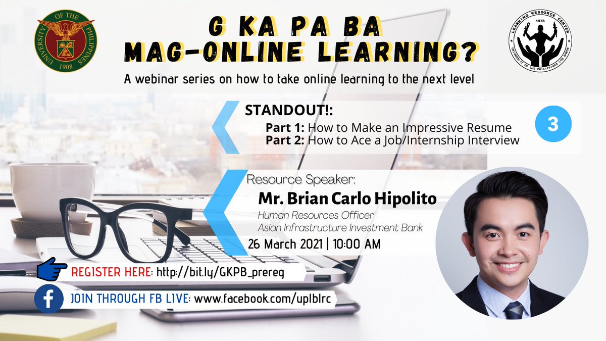uplblrc's tweet photo. "WHY SHOULD WE HIRE YOU?"
How can you make a resume stand out?
How do you ace a job or an internship interview?
Please register here: https://t.co/RBMzECRTcf.
#GKPBOnlineLearning #LRCCares https://t.co/AtjBnq6XEA