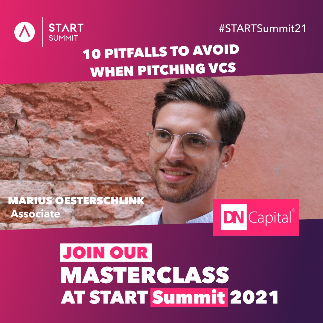 Listen to the Masterclass of Marius Oesterschlink (Associate at DN Capital) on Thursday, 25th March about "10 Pitfalls to avoid when pitching VCs". Take your chance to engage with DN Capital during START Summit 2021 and get to know Marius!