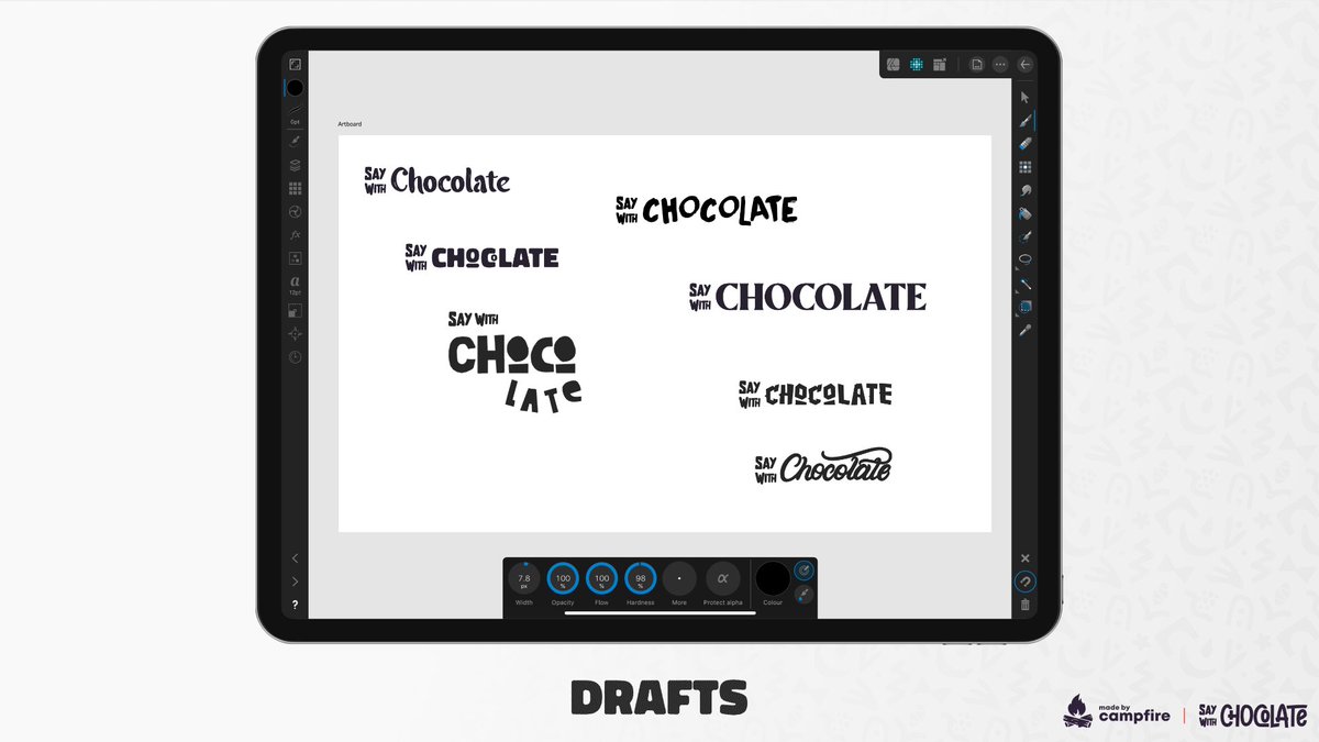 SalfingerAndrew's tweet photo. Check out some of the logo drafts for Say With Chocolate compared to the final design!

See the full project @ https://t.co/OwcXbIUHFb

Made with #madeinaffinity with the #ipadpro2021 

@affinitybyserif #branding #logodesign #affinitydesigner #branddesign #logo #chocolate https://t.co/3RvP5KlbmQ