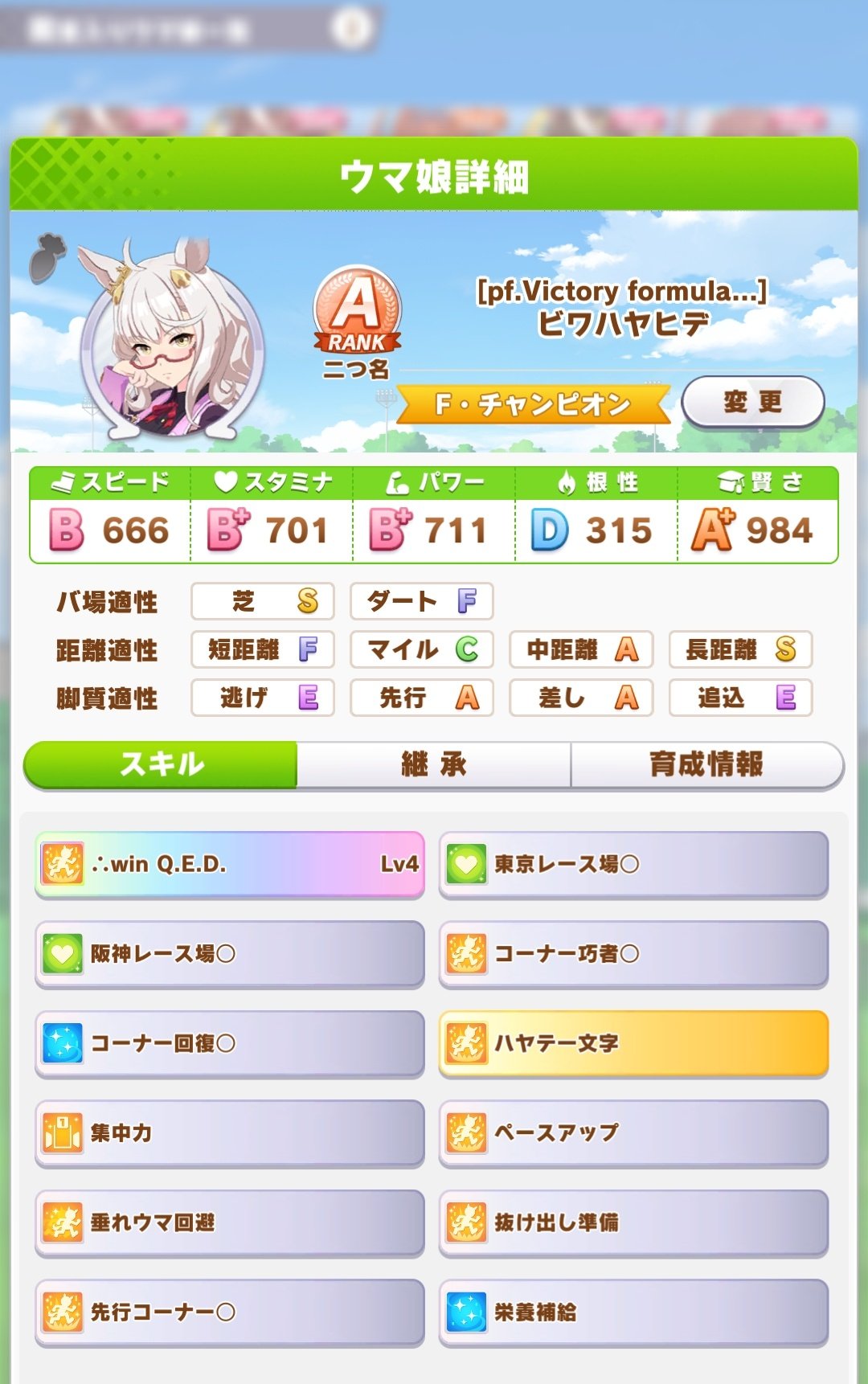 Nikavip ビワハヤヒデaランクはちょっと賢さ寄せると簡単かも T Co 8xiyclbywi Twitter