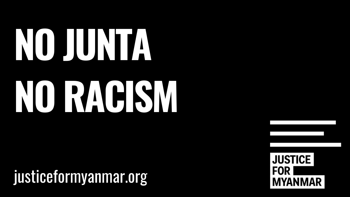 JusticeMyanmar's tweet photo. ⚠️Growing anti-Chinese racism in #Myanmar after horrific incidents in Hlaingthaya, Chinese gov support for military, blocking of action at UN &amp; biz complicity.

‼️Actions of biz &amp; gov enabling military's violence must be condemned &amp; opposed but Racism is NEVER okay. #MyanmarCoup https://t.co/NjknbJWpTx