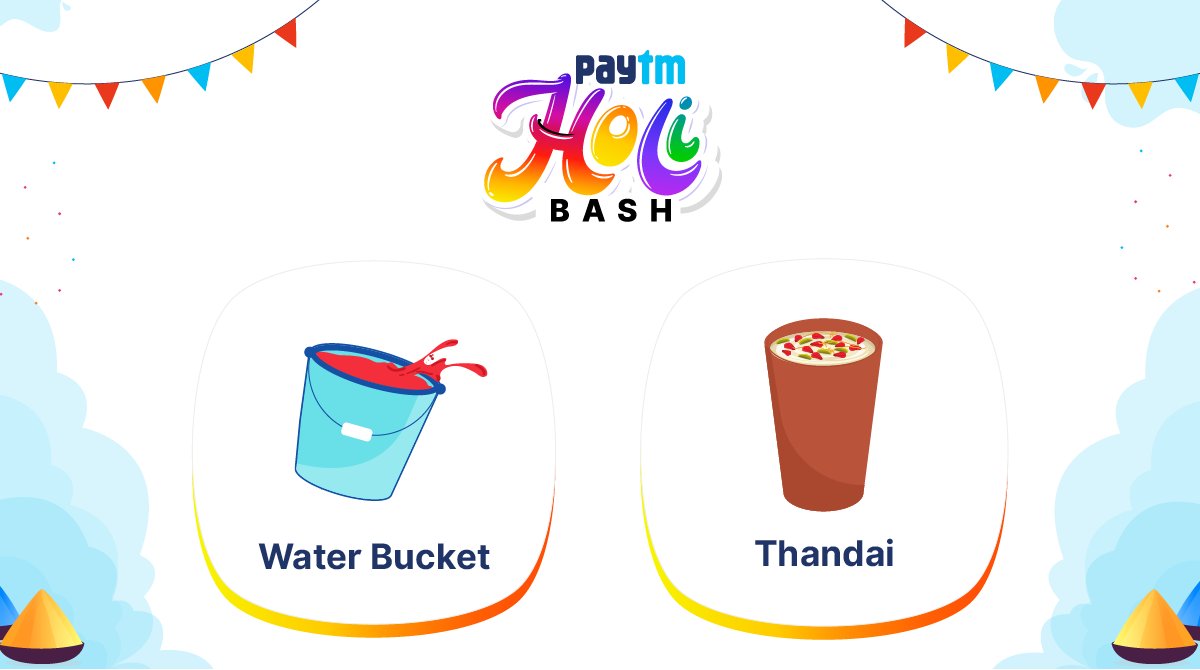 Paytm's tweet image. Giveaway time for #PaytmHoliBash 🥳
🔃 RT for Water Bucket
♥️ Like for Thandai