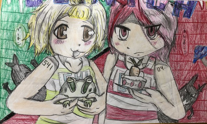 ここで小学生の時に描いたウサビッチの擬人化絵を見てもらおう リョクオウのイラスト