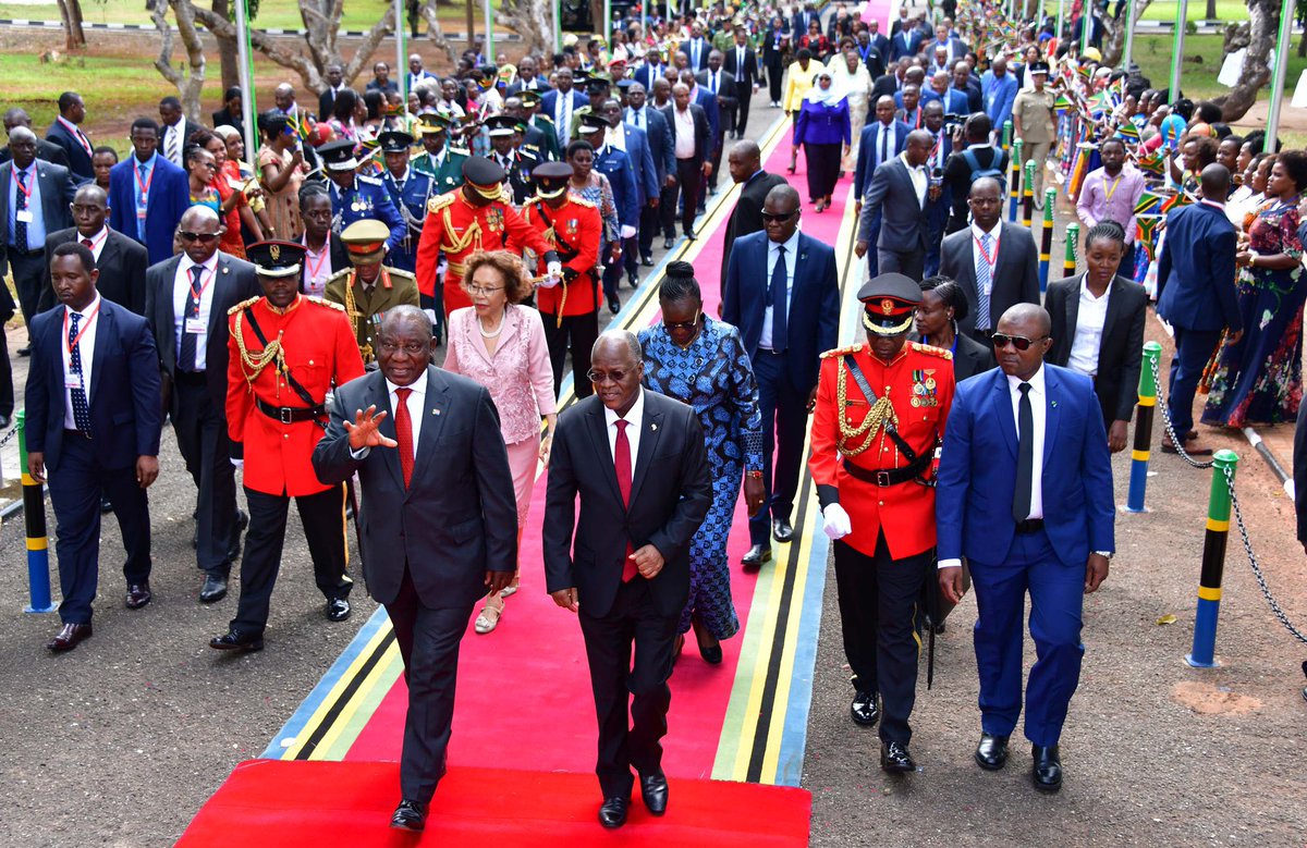 CyrilRamaphosa's tweet image. South Africa is united in grief with the government and people of Tanzania following the passing of His Excellency President @MagufuliJP. I spoke to the Vice-President Her Excellency Samia Suluhu Hassan, to express our deepest condolences as they go through this difficult moment.