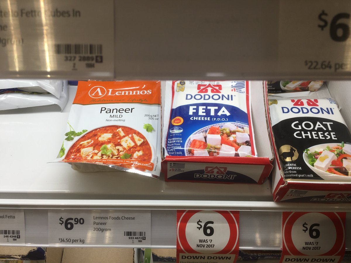 Lg_on_the_Move's tweet photo. #Multilingualism is a really useful marketing tool 🙃

English “(goat) cheese” = Greek “feta” = Hindi/Persian/Urdu “paneer”

Using a word from another #language creates product differentiation and the illusion of consumer choice ... https://t.co/ExNTCTwSqe