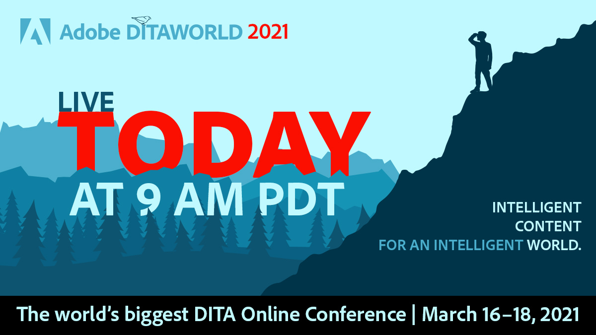 AdobeTCS's tweet image. The second day of Adobe #DITAWORLD 2021 ends with some outstanding presentations. Thank you so much for joining us yesterday! 

We hope to see you today at 9:00 a.m. PDT for the conference&apos;s third and final day; click here to register: adobe.ly/30A5SWo

#TechCom #MarComm
