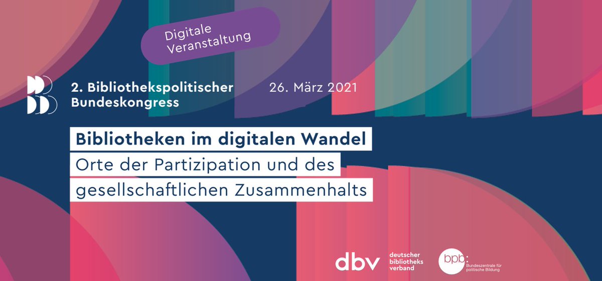 Jetzt noch fix anmelden zum #dbvkongress21 am 26.3! Mit dabei u.a. Katrin Budde, MdB, Frank Scholze <a href="/DNB_Aktuelles/">Deutsche Nationalbibliothek</a>, <a href="/KirstenKappert/">Kirsten Kappert-Gonther</a>, <a href="/AladinMafaalani/">Aladin El-Mafaalani</a>, @CarstenBrosda, <a href="/LilyKnibbeler/">Lily Knibbeler</a>, Markus Hilgert @textcultures, <a href="/olaf_zimmermann/">Olaf Zimmermann</a> &amp; <a href="/klauslederer/">Klaus Lederer</a>.
bit.ly/2N5VFhu 
<a href="/bpb_de/">bpb.de</a>