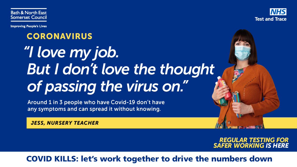 bathnes's tweet image. Live or work in Bath and North East Somerset?

Book yourself a QUICK, FREE and EASY Covid-19 test at one of our three sites in Bath, Keynsham or Midsomer Norton: bathnes.gov.uk/rapidtest

Keep your family and workmates safe and drive the case numbers down.