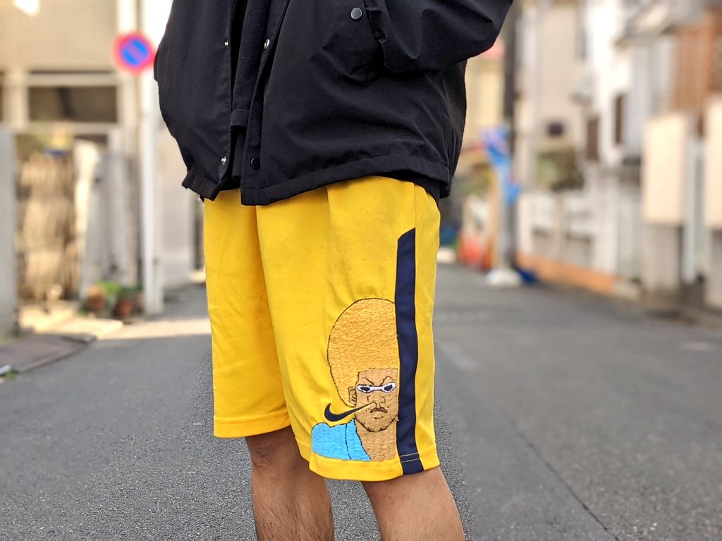 itm_nlab's tweet photo. 神に感謝

これはハジケリストの証　NIKEのロゴを“鼻毛真拳”に見立てボーボボを刺しゅうした短パンに元気が出る https://t.co/KoheSz34gN https://t.co/3NBZGIaGGg