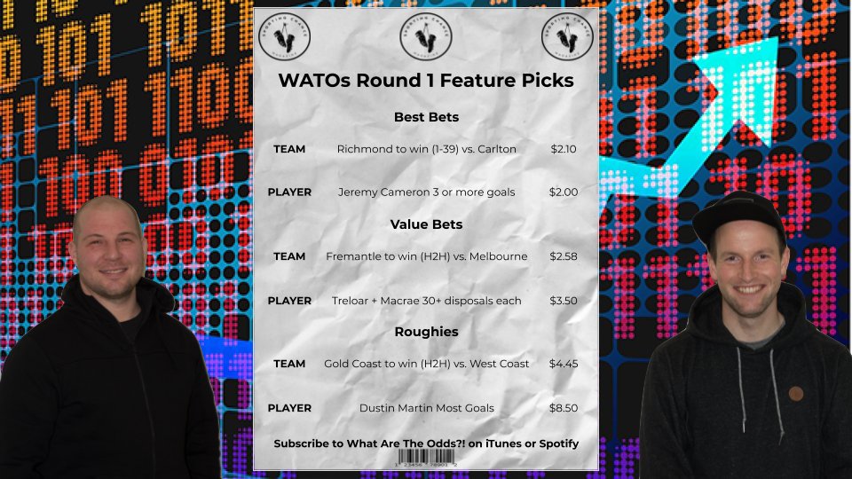 WATOsPod's tweet photo. 📋🔥THE TIPSTERS ARE BACK FOR 2021!🔥📋

"RJ" (Real Job) Strains prevented 'The Boys' from jumping on the hot mics this week, but nothing will stop them from trying to be the best #AFL tipsters on the internet - and from providing you with some tasty 'Best Bets' as well!

#WATOs https://t.co/WqCVbnYjZI