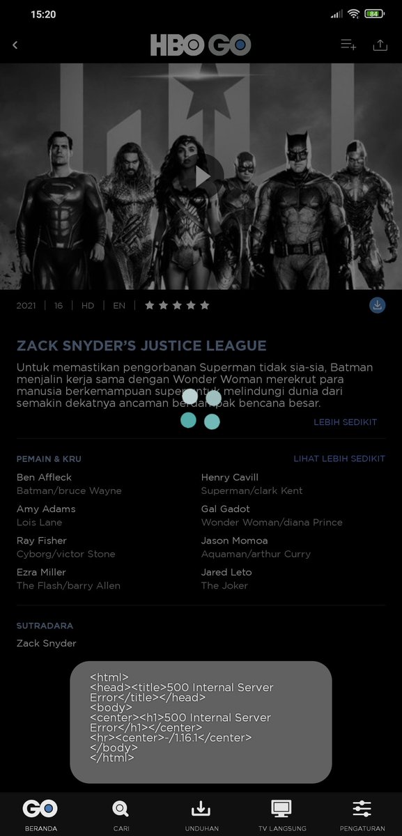 server down!!!... gimana gak down.. se asia langsung buka secara bersamaan -_- #JusticeLeagueSnyderCut