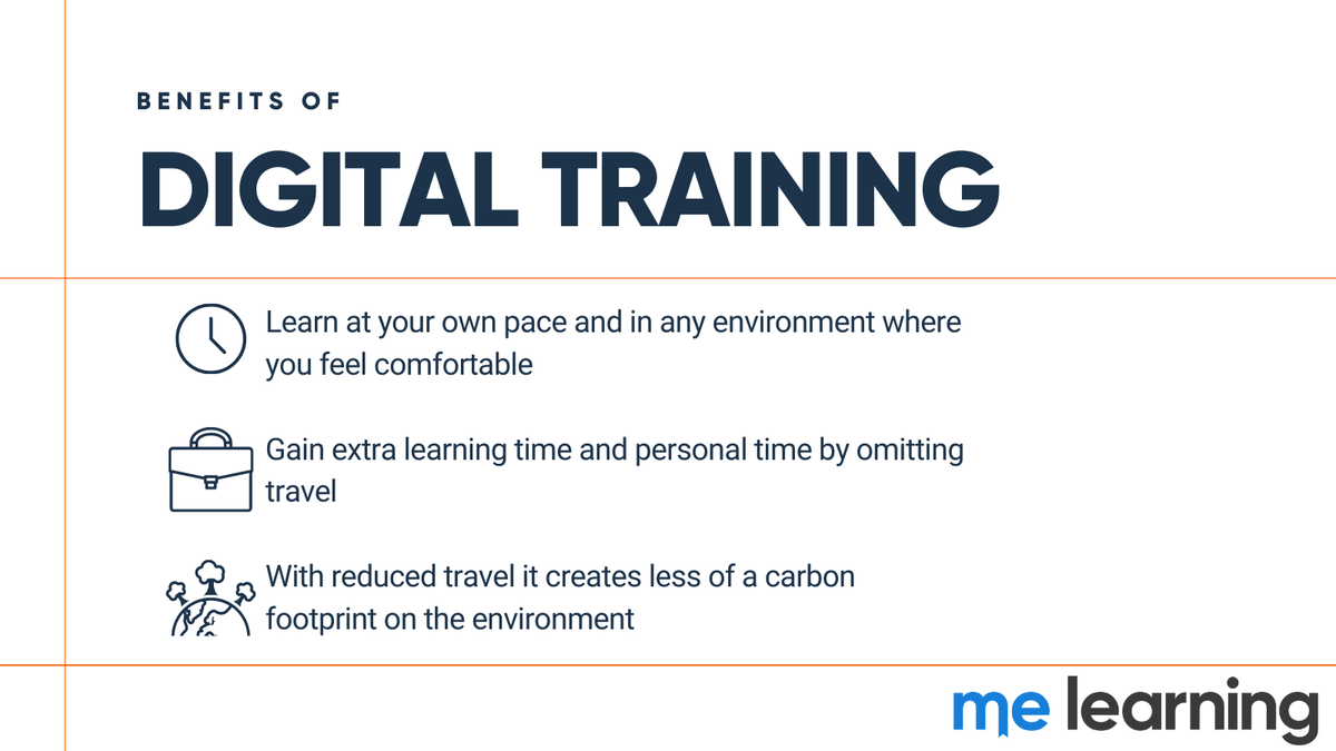 MeLearningUK's tweet photo. What are the benefits of #digitaltraining? 

Here are three benefits our customers have spoken about when they use our #onlinelearning. 

#thursdaythoughts #environmentallyfriendly #tipsandtricks https://t.co/VQekbXj0Xd