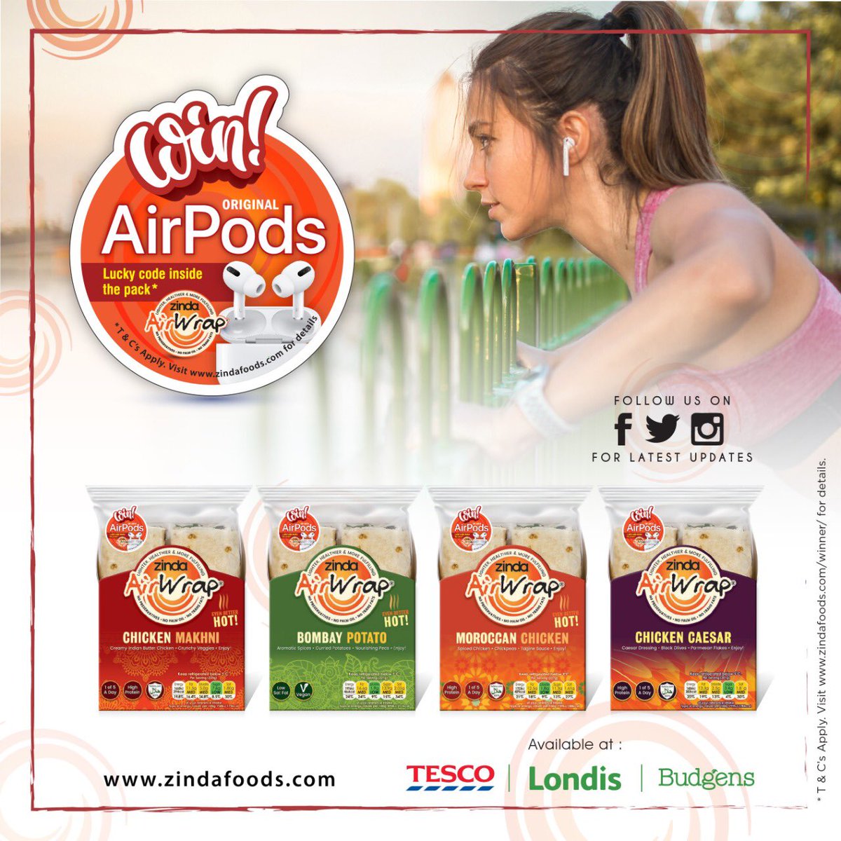 GOOD HEALTH &amp; NUTRITION IS EVERYTHING. This calls for a lifestyle change...&amp; we're going to get you started!

Buy an AirWrap &amp; you could win a pair of AirPods. Visit our website for details (zindafoods.com/winner/)

#healthyeatinghabits <a href="/Tesco/">Tesco</a> <a href="/DiscoverBudgens/">Budgens (NOT ACTIVE)</a> <a href="/myLondis/">Londis (NOT ACTIVE)</a>
