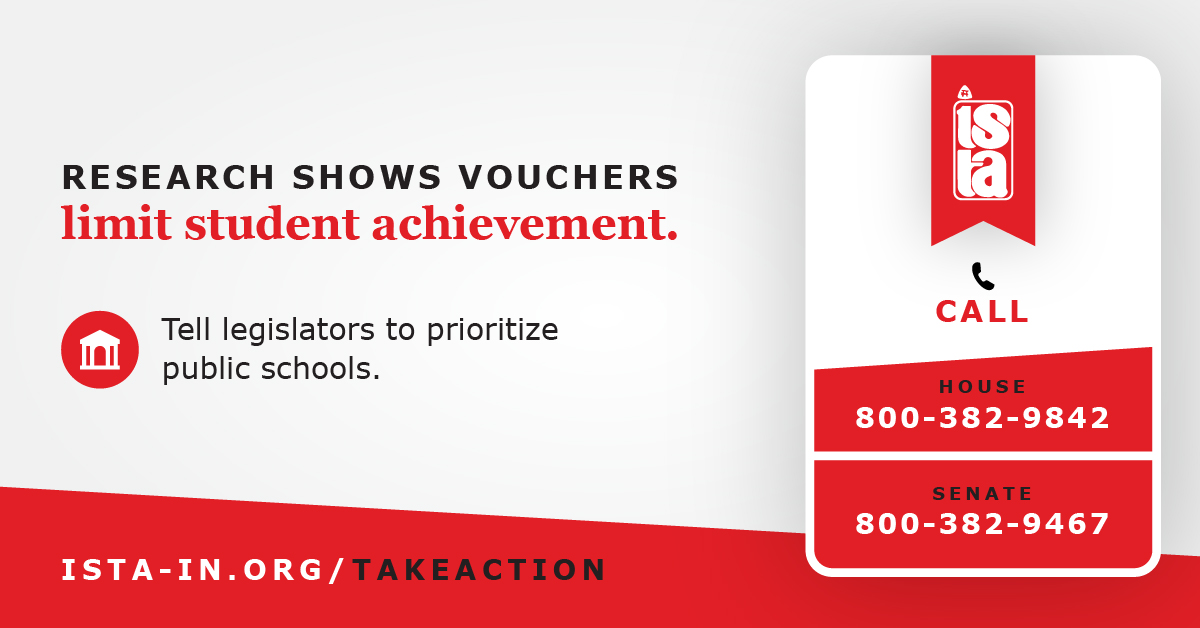 ISTAmembers's tweet photo. There is no link between private school vouchers and student achievement. In fact, what research we do have shows that vouchers caused students more harm than good. Let's do what's best for kids and prioritize investing in our public schools. #RedForEd https://t.co/SXFMTEjBMN