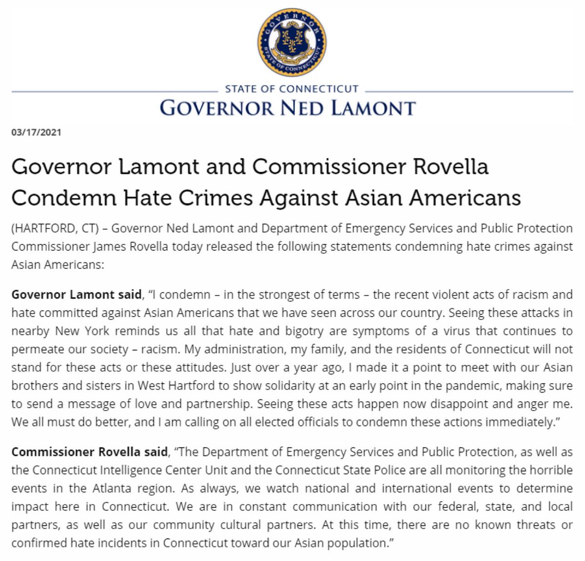 curtleng's tweet photo. “Hate and bigotry are symptoms of a virus that continues to permeate our society - racism”; please denounce acts of hate and violence toward Asian-Americans in our community. We need to love all our neighbors. Ending racism starts with us. #ImWithNed #IStandWithAsianAmericans https://t.co/IHxPYKerjF