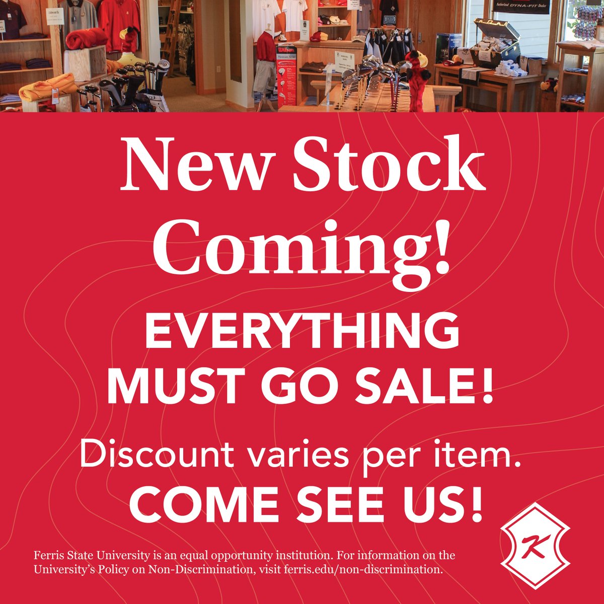 Do you like getting great products at great price? Stop in to the Katke pro-shop for our EVERYTHING-MUST-GO sale. Discounts in the shop vary but there are amazing deals on everything! #Katke #FerrisState #bigsale