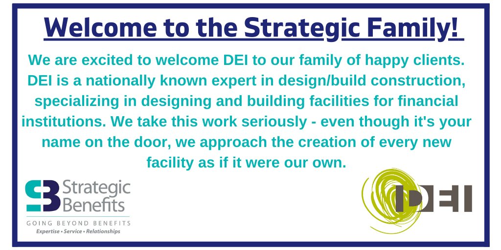 Strategic welcomes DEI to our family of happy clients! #strategicbenefits #employeebenefits #goingbeyondbenefits #dei