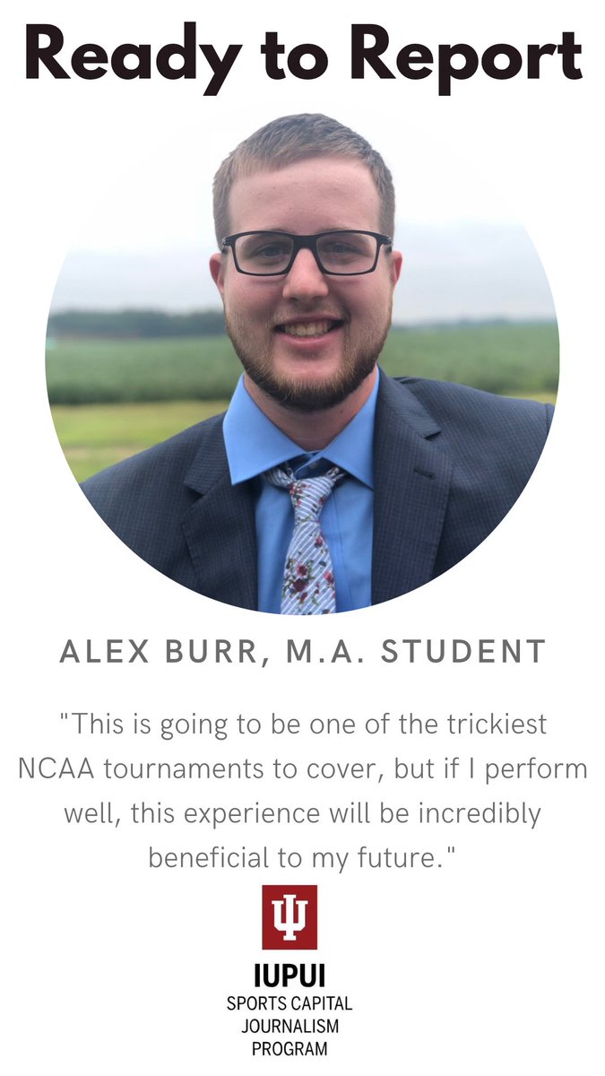 IUIJournalismPR's tweet photo. M.A. student @alexburr4 says he is fulfilling a dream by covering @marchmadness games. #readytoreport @SportsCapJour https://t.co/R58l0WW5kI