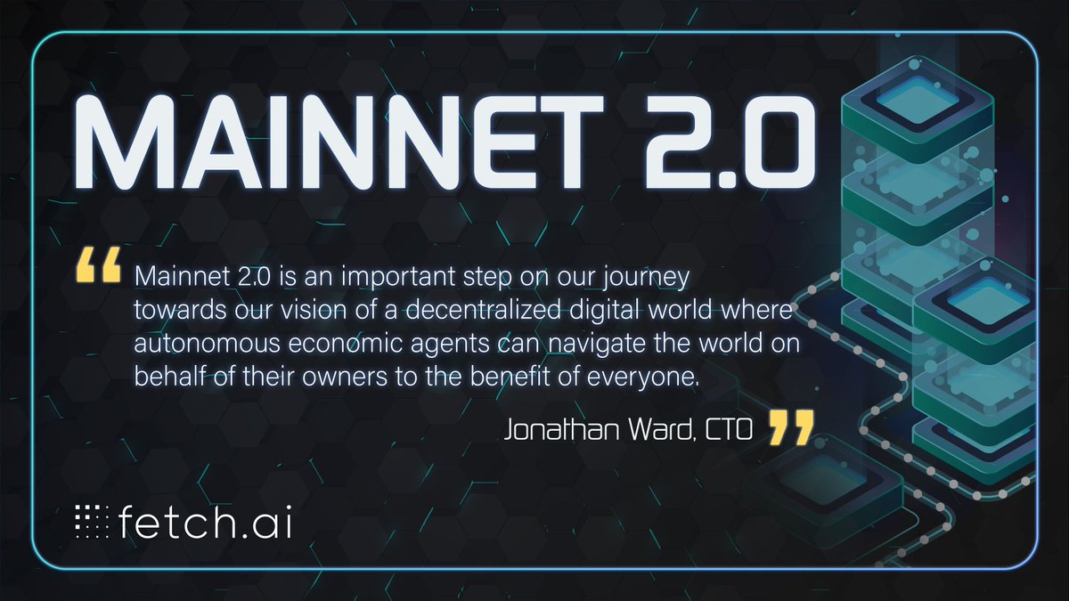 Fetch_ai's tweet image. Here&apos;s your weekly reminder that the #FetchAI #Mainnet2 is set to launch on 31.03! 🚀

So, what does Mainnet 2.0 mean for @Fetch_ai? 

Here is our CTO @jonathan6620&apos;s take on the launch.

#Mainnet2IsComing $FET #cryptocurrency #blockchain #AI #Decentralization