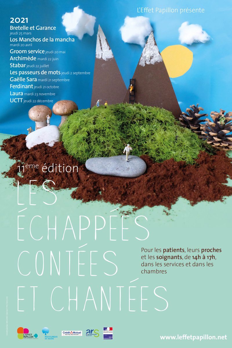 leffet_papillon's tweet photo. Nous sommes très heureux de vous annoncer la nouvelle saison des #EchappéesContéesEtChantées
10 RDV programmés auprès des #patients hospitalisés en service de cancérologie, soins palliatifs et soins de SSR
#Culture #Santé #PetitesActionsGrandesConséquences #Mayenne #LavalCapitale https://t.co/KI61zIqibF