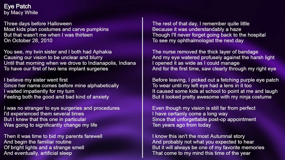 Ali_and_Macy's tweet photo. This month for #FandersDisabledPositivity we want to share a poem that Macy wrote using 1 of @ThomasSanders' Sanderstober prompts last year about the day we had our first lens implant surgeries. This story means a lot to us + reminds us of how far we've come! 💜 #DisabledFanders https://t.co/CalyiG9azw