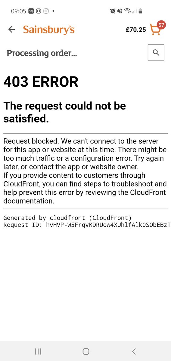 traimahoo's tweet photo. @sainsburys can't do my order online, or on the app https://t.co/bcBWWBALkp