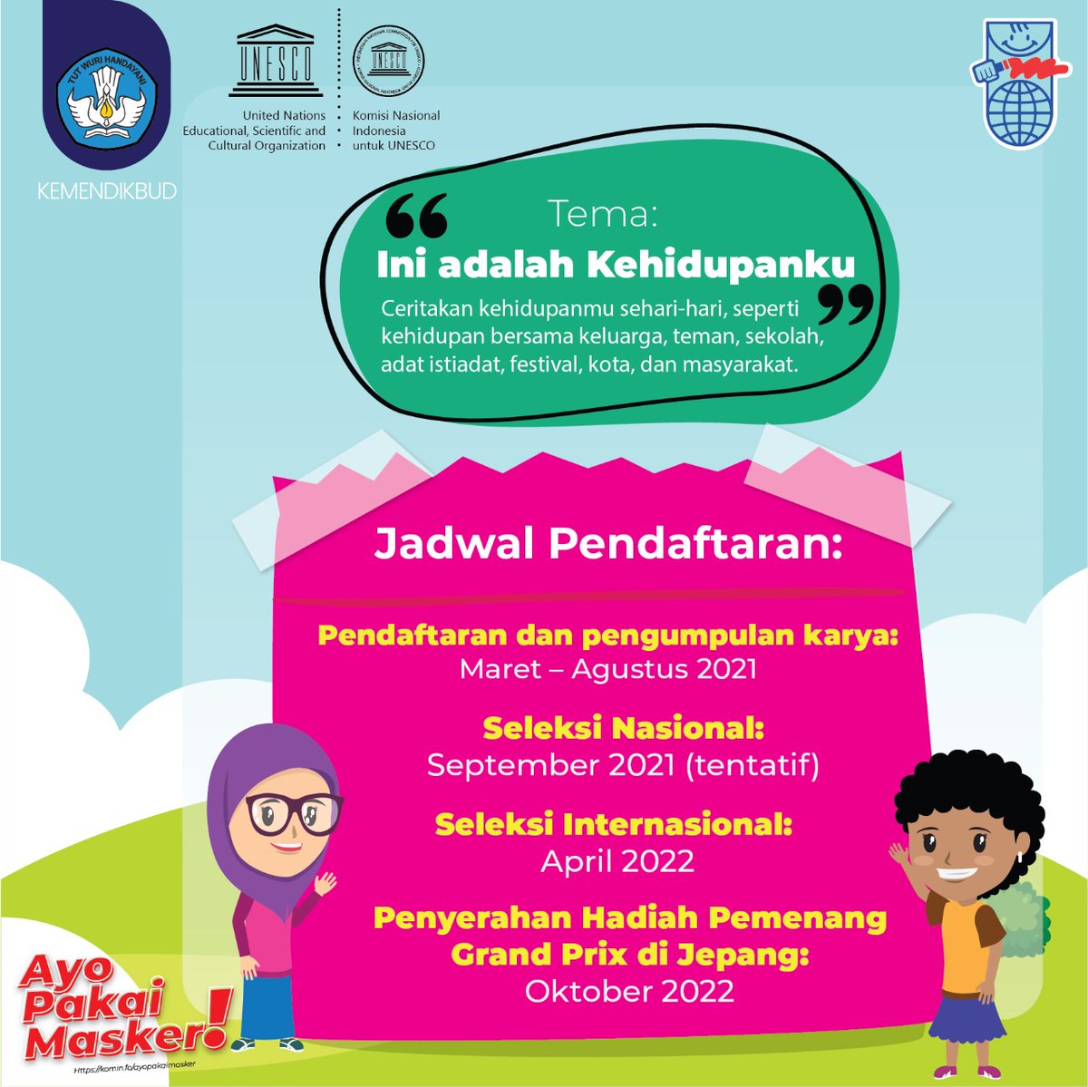 kniukemdikbud's tweet photo. #SobatDamaiKNIU, KNIU mengundang anak-anak di seluruh Indonesia untuk berpartisipasi dalam Sayembara Buku Harian Bergambar Enikki 2021/2022. Silakan baca informasi yang tertera pada infografik secara saksama dan kunjungi laman KNIU melalui tautan https://t.co/LIsoeQEydS. https://t.co/3jE8HkGG8P