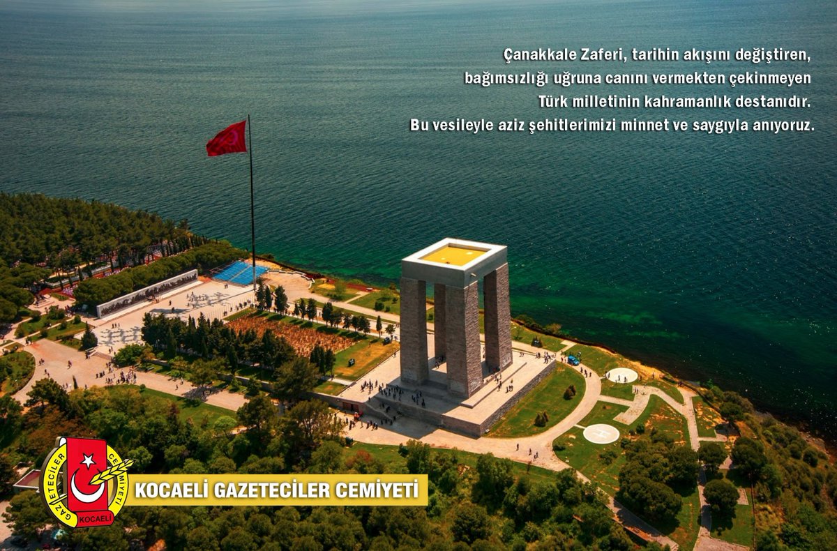 kogace41's tweet photo. Çanakkale Zaferi, tarihin akışını değiştiren,
bağımsızlığı uğruna canını vermekten çekinmeyen
Türk milletinin kahramanlık destanıdır.
Bu vesileyle aziz şehitlerimizi minnet ve saygıyla anıyoruz.
#KOGACE #KocaeliGazetecilerCemiyeti #18Mart #CanakkaleZaferi
#18martcanakkalezaferi https://t.co/P1GKdRG8NE