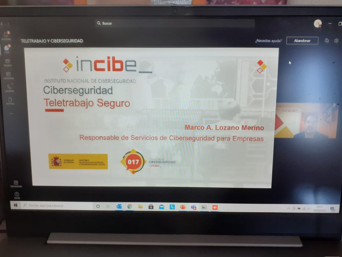 PlataformadeONG's tweet image. ¿Cómo debemos teletrabajar para hacerlo de forma segura? Nos lo cuenta @marcoalome de @INCIBE en nuestro Webinar &quot;#Teletrabajo y #Ciberseguridad&quot; 

#TransformacionDigital3Sector