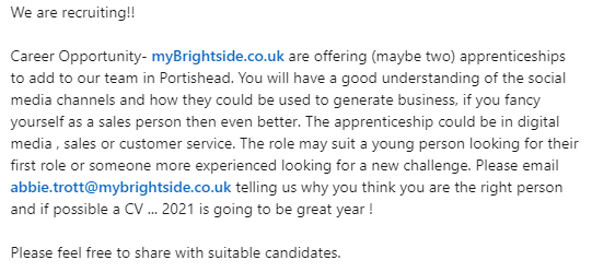 WE ARE RECRUITING!!

SEE BELOW!