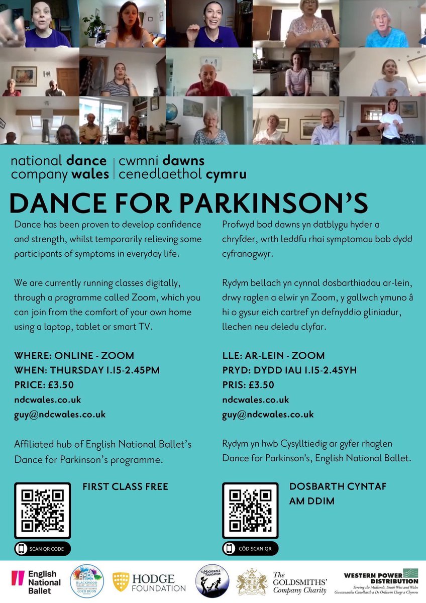 GuyOD8's tweet photo. Today at 1.15 First Class FREE! Join our online Dance for Parkinson’s classes – an award winning weekly session in affiliation with @ENBallet  
Classes are fun and informal – and if you struggle with tech, we are working with @DC_Wales to get you online https://t.co/C1MCGbXgoM https://t.co/GkrYbWmgY5