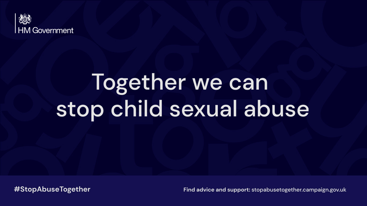 All children have a right to be safe from sexual abuse.

If something has happened to a child you know, there’s always someone who will listen to you and take what you say seriously. 

For advice and support, visit: stopabusetogether.campaign.gov.uk 

#StopAbuseTogether #CEADay21