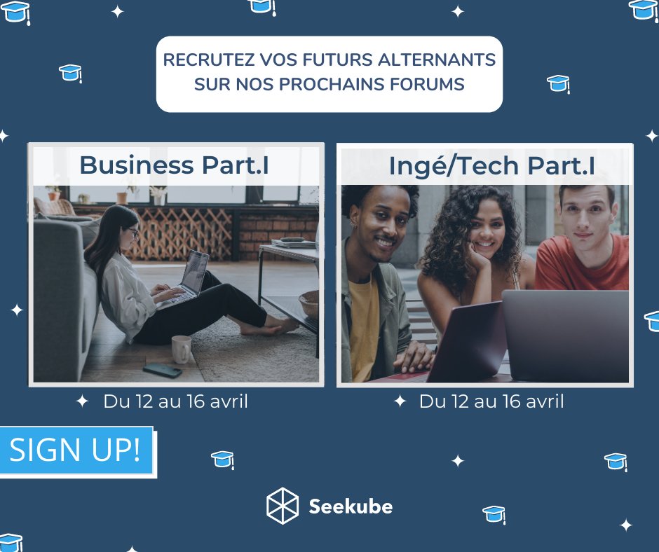 ALTERNANCE ALERT🚨😉 Recrutez vos futurs alternants sur nos deux prochains forums dédiés 100% Business et Ingé/Tech qui auront lieu en avril prochain ! 

📲 Pour en savoir plus, rendez-vous ici : bit.ly/3kd4X5Q